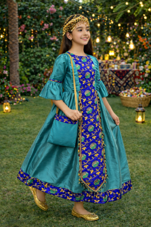 Girls Hugallaila Traditional Dress - Turquoise
