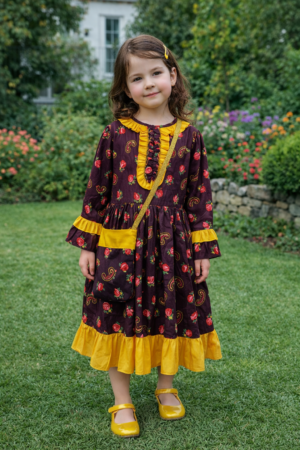 Hugallaila Dress | Girls Traditional Dress Maroon Floral