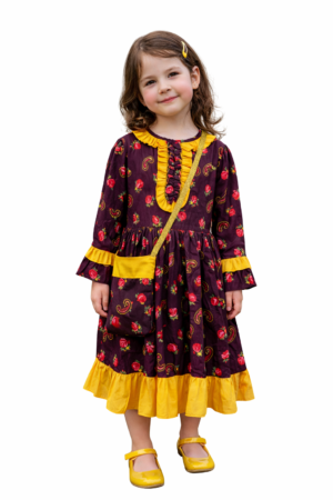 Hugallaila Dress | Girls Traditional Dress Maroon Floral