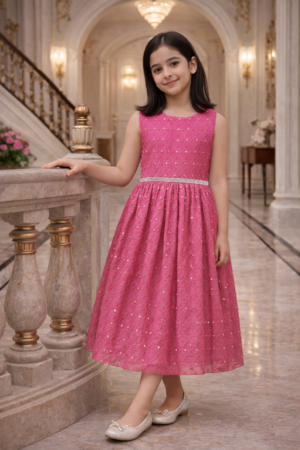 Sleeveless Mirror Party Dress For Fashionable Girls Pink