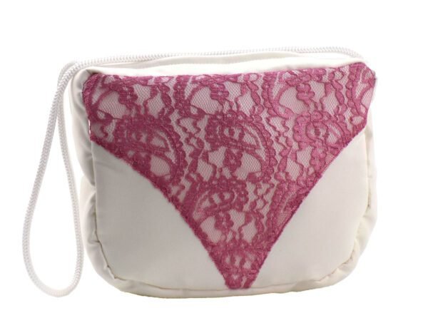 Fashionable Girls Hand Bag White With Pink Lace lamora