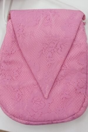 Girls Hand Bag Dark Pink With Lace Net Lamora