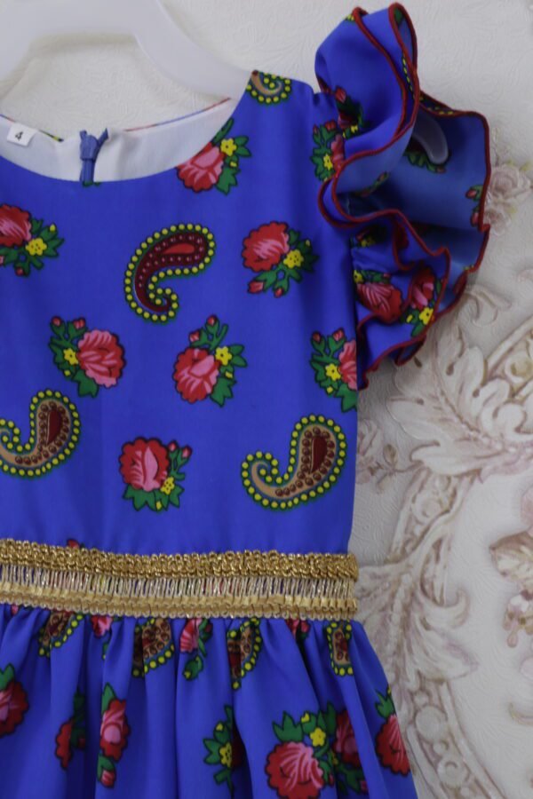 Girls Traditional Dress فستان حق الليلة Blue Floral Print Lamora