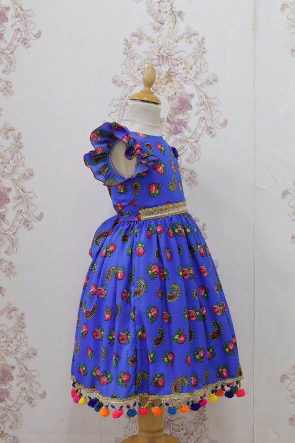 Girls Traditional Dress فستان حق الليلة Blue Floral Print Lamora