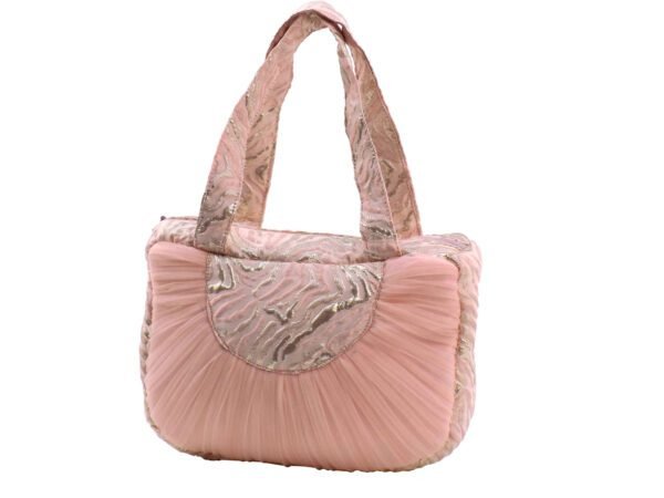 Fashionable Girls Hand Bag Light Pink With Tulle Lamora