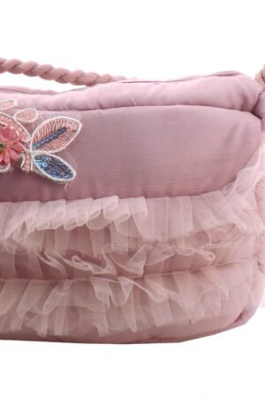 Lamora Fashionable Girls Hand Bag Rose Pink With Tulle