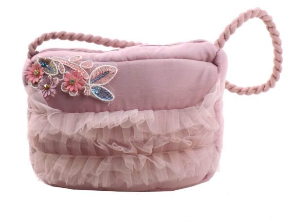 Lamora Fashionable Girls Hand Bag Rose Pink With Tulle