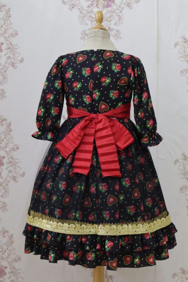 Traditional Dress Maroon Heart Printing With Golden Lace فستان حق اللیلۃ