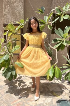 Shop Tulle Girls Party Dress - Yellow Lamora