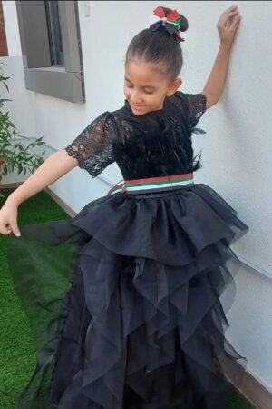 Party Dress For Girls Black Feathers Lamora Fashion Shop