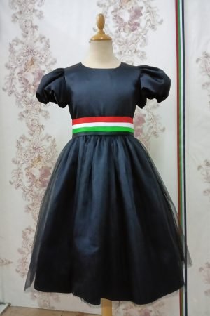 Lamora's Best Quality Black Satin UAE National Day Dress For Girls