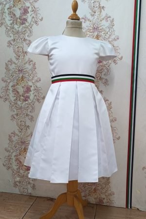 Lamora's Best Quality White Satin UAE National Day Dress For Girls
