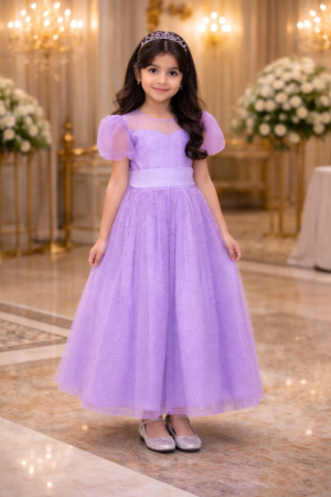 Lilac Polka-Dot Tulle Gown – A Dreamy Special Occasion Dress