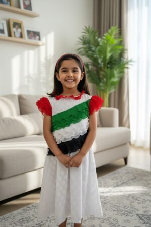 UAE National Day Dress for Girls - Polka Dot & Flag Ruffles
