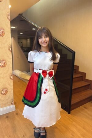 UAE National Day Dress For Girls: White & Flag Bow