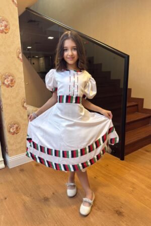 UAE National Day Dress For Girls: Vertical Stripe Trim