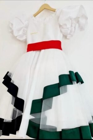 UAE National Day Dress for Girls - White, Red, Green & Black