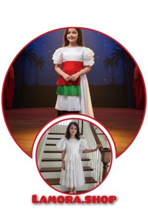 UAE National Day Dress For Girls - White Flag Skirt