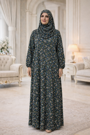Floral Prayer Dress For Women ملابس صلاة للنساء Navy Blue