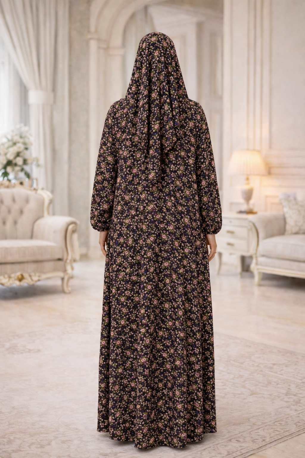Floral Prayer Dress For Women ملابس صلاة للنساء Brown - Image 3