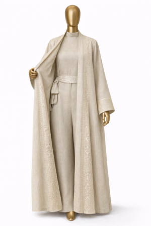 Shop Elegant Ladies Abaya Lenin Beige