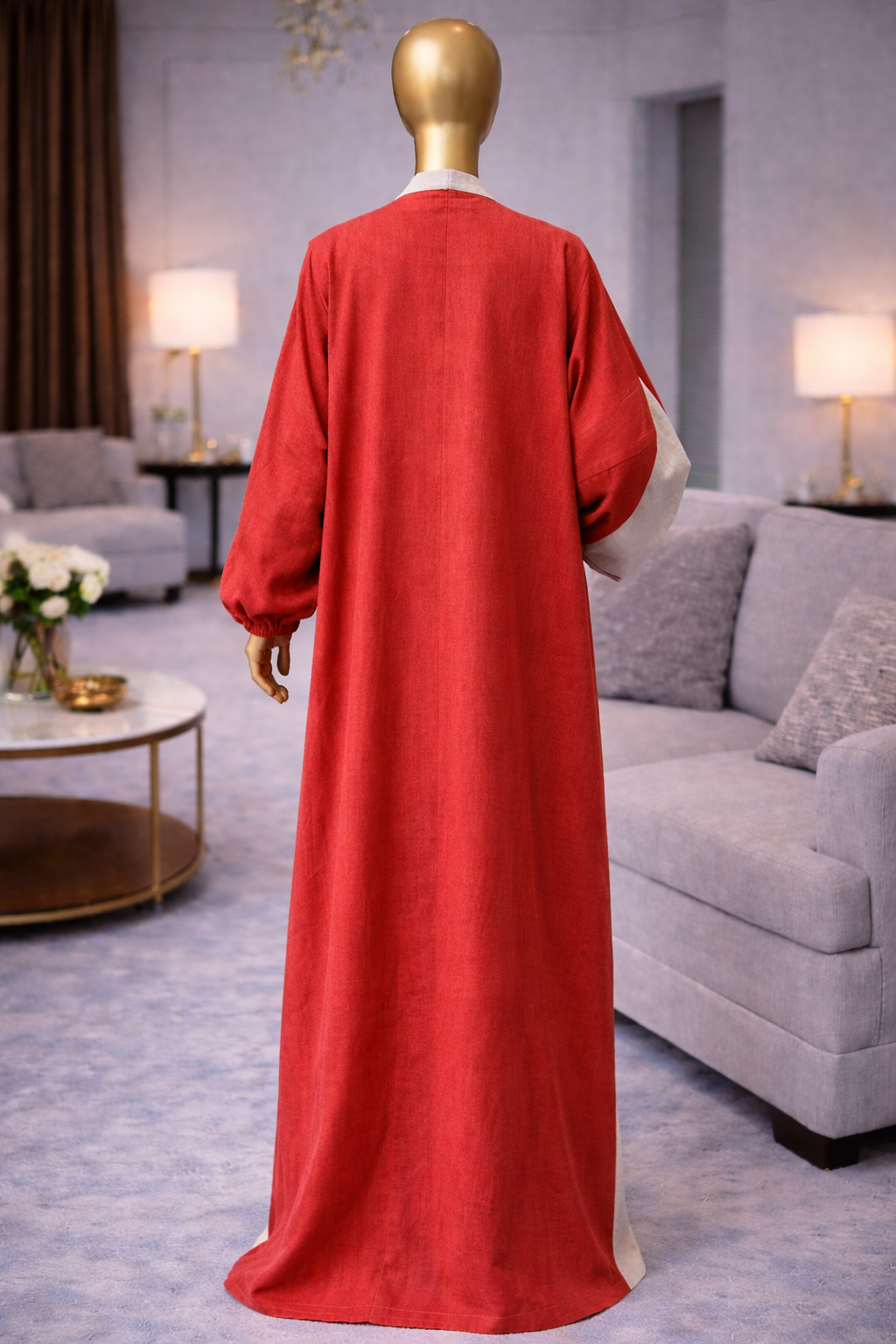 2 colour Linen Abaya - Lamora - Image 3