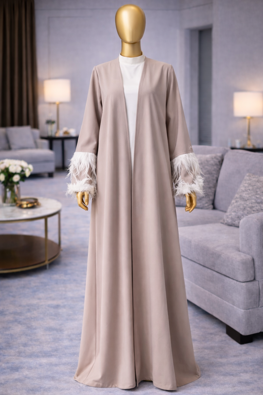 Elegant Luxury Feather Abaya - Lamora