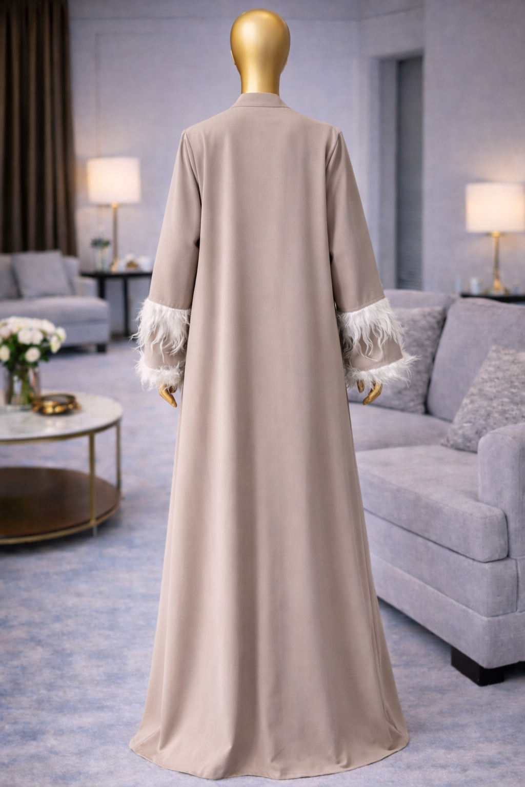 Elegant Luxury Feather Abaya - Lamora - Image 5