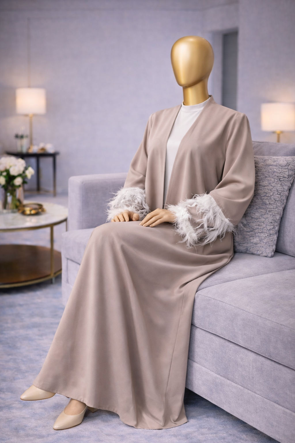 Elegant Luxury Feather Abaya - Lamora - Image 4