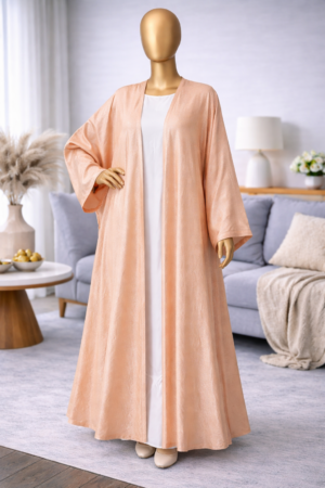 Ladies Abay Apricot color with white under Abaya