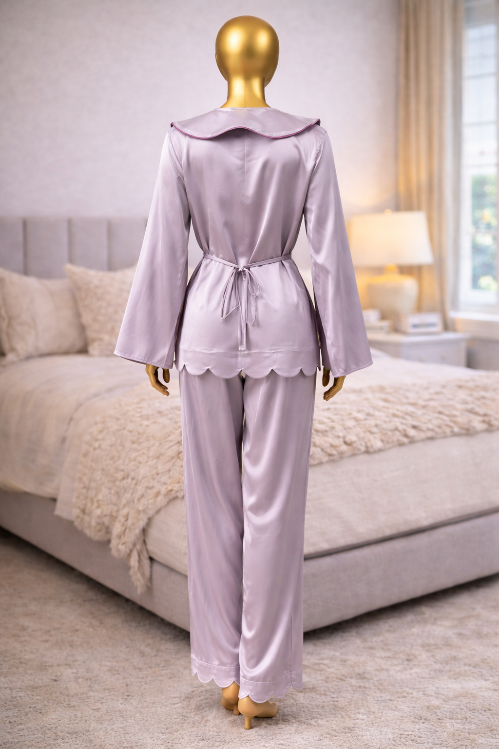 Satin Ladies Pejama Set Two-Piece Sleepwear - Image 5