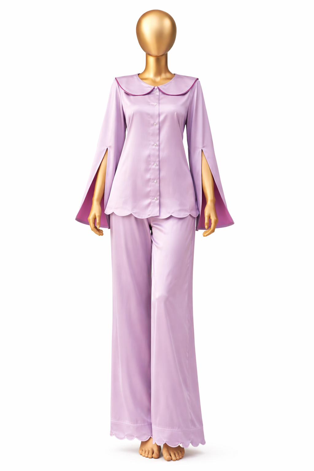 Satin Ladies Pejama Set Two-Piece Sleepwear - Image 7