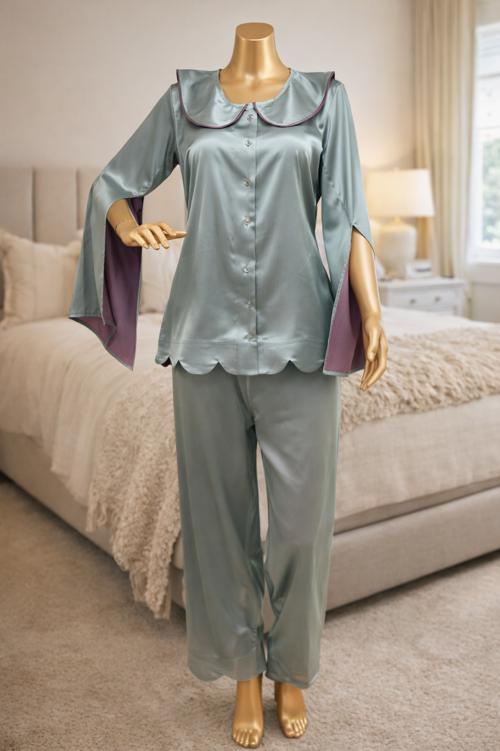 Ladies Pajama Green Armany Satan - Image 7