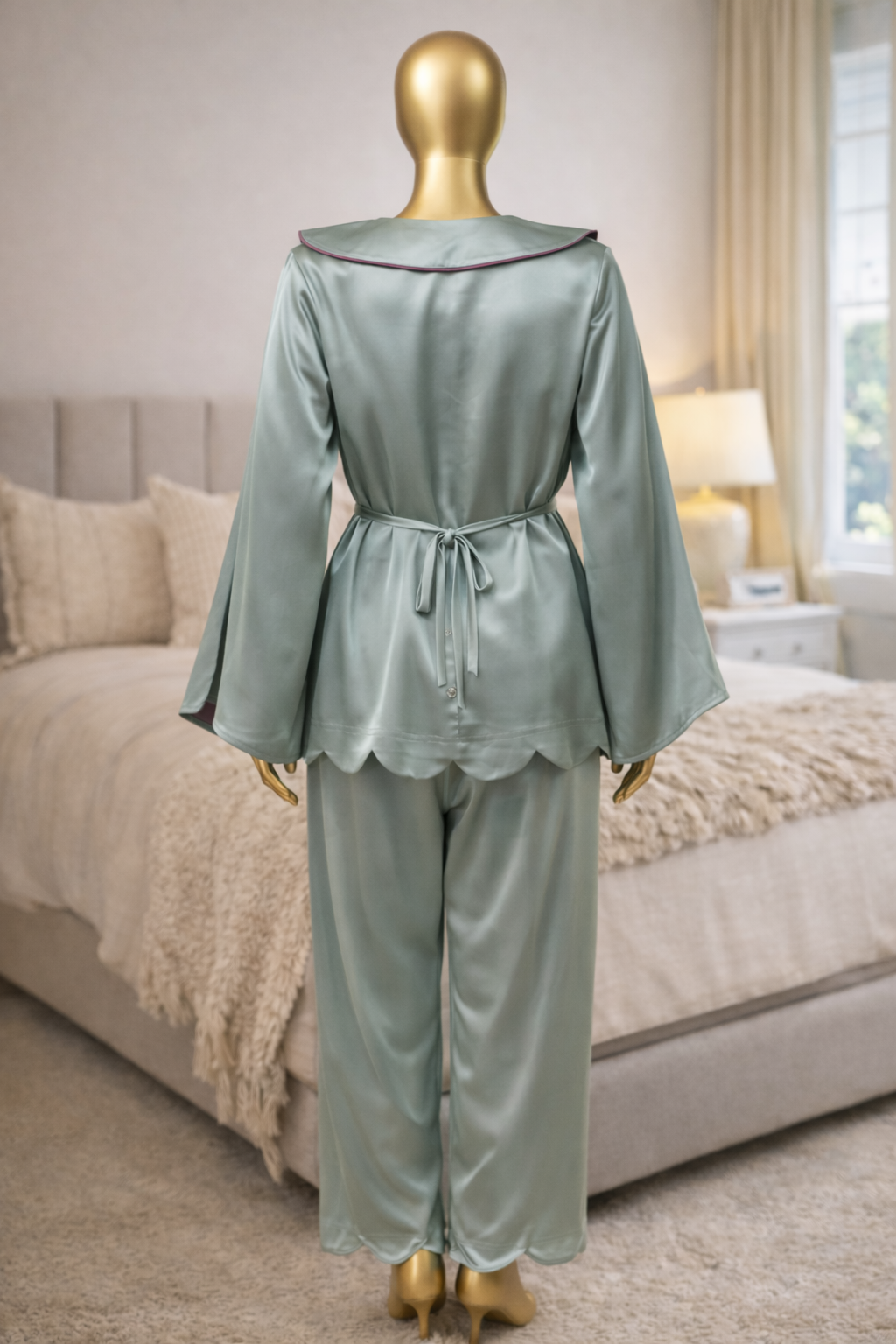 Ladies Pajama Green Armany Satan - Image 6