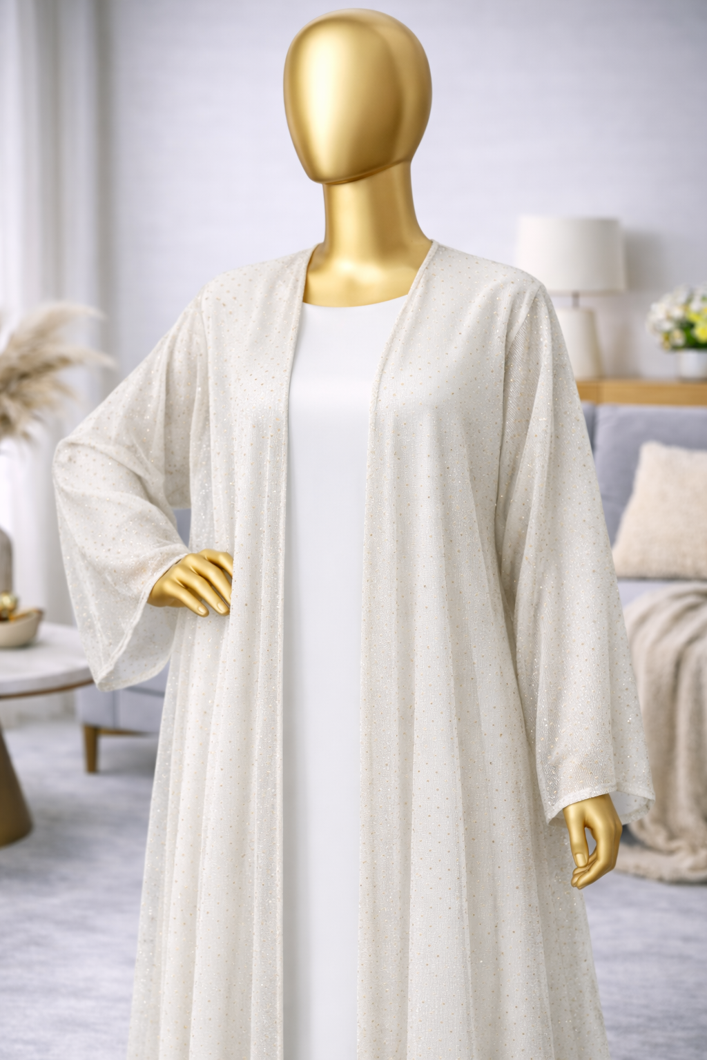 Transparent ladies Abaya with white under Abaya - Image 4