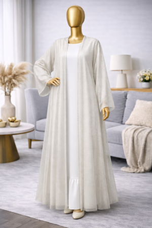 Transparent ladies Abaya with white under Abaya