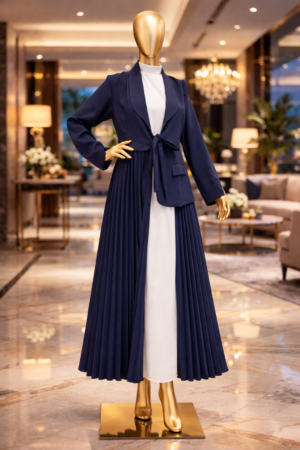 Formal Abaya Navy blue with white under Abaya