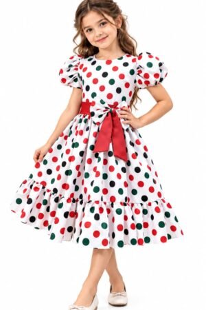 UAE National Day Polka Dot Dress for Girls