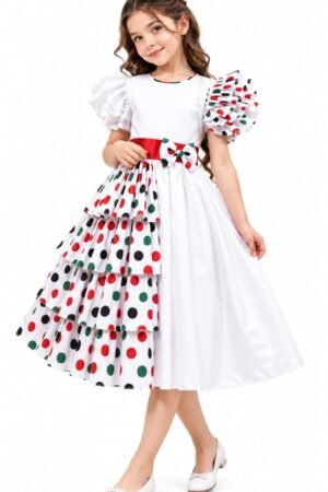 UAE National Day Tiered Polka Dot Dress for Girls