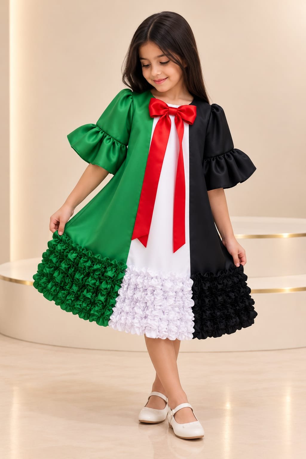 UAE National Day Ruffle Hem Dress for Girls - Image 6
